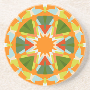 Porta-copos Estrela Verde Brilhante, Vibrante Laranja, Kitsch 