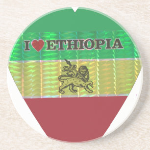 Porta-copos Eu Amo Bandeira - Amo Etiópia Vermelho Dourado V