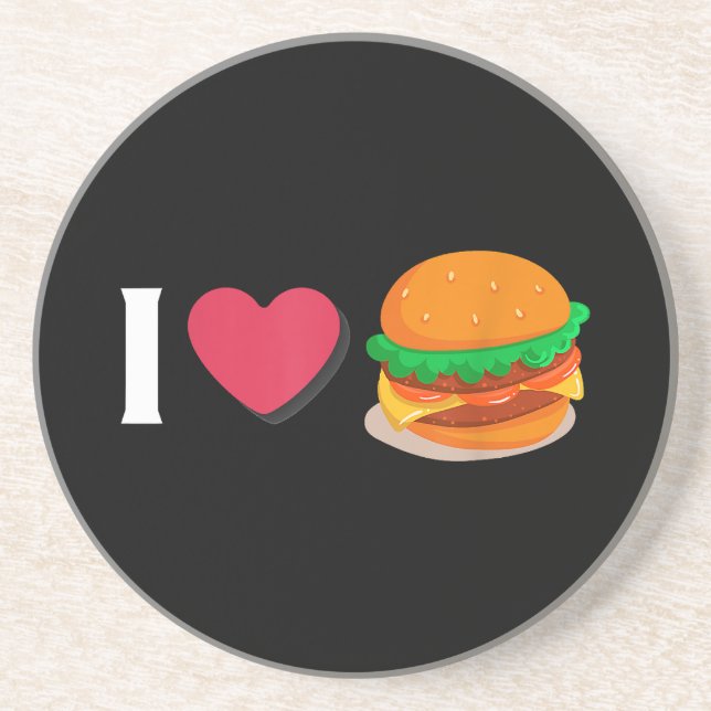 Porta-copos Eu Amo Hambúrguer Cheeseburger Alimentação Não Sau (Frente)