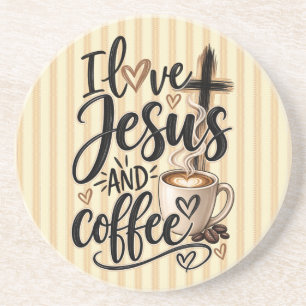 Porta-copos Eu amo Jesus e café