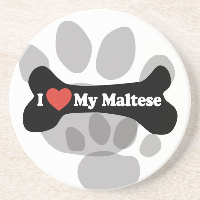 Porta-copos Eu amo meu maltês - osso de cão (Frente)