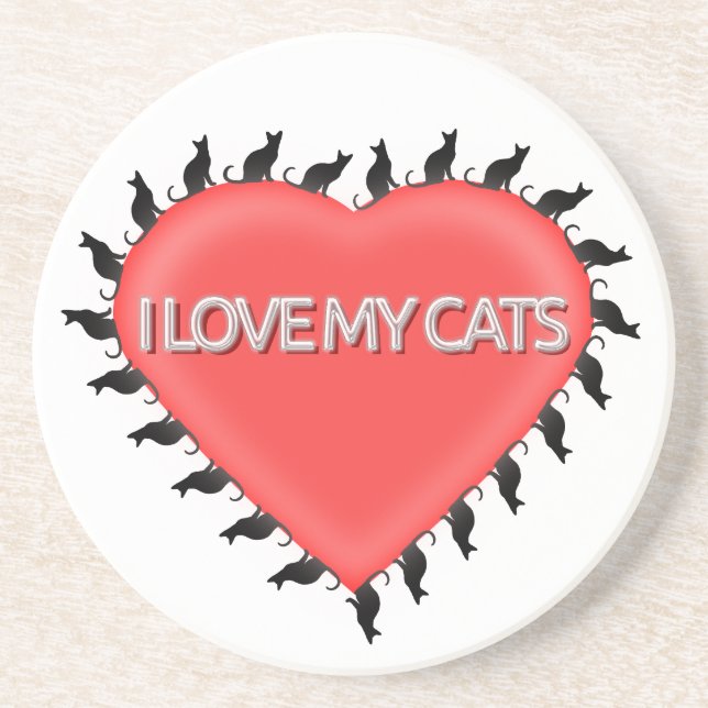 Porta-copos Eu Amo Meus Gatos (Frente)