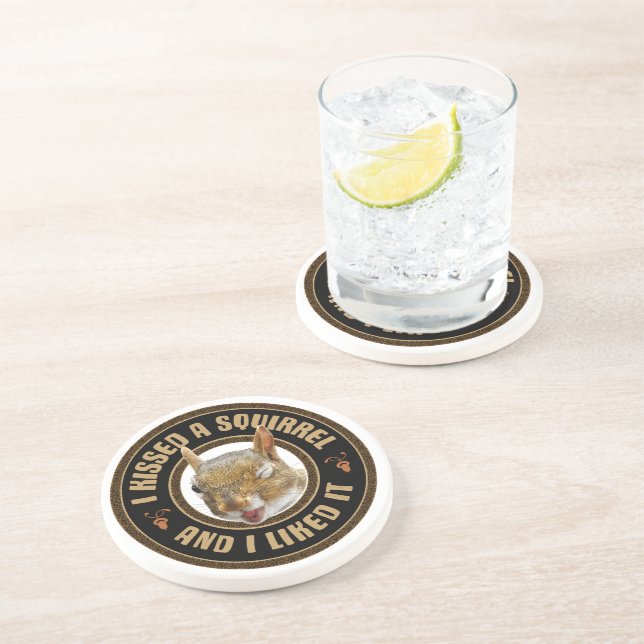 Porta-copos Eu beijei um esquilo - uma paródia engraçada (Lateral)