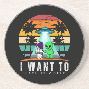 Porta-copos Eu Quero Deixar é mundo Alien Vintage Pôr do Sol
