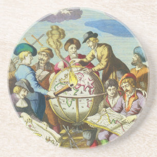 Porta-copos Exploradores Vintage com Mapa de Globo Antigo, 154