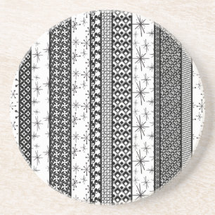 Porta-copos Faixa de Padrão Retroativo Preta e Branca 1