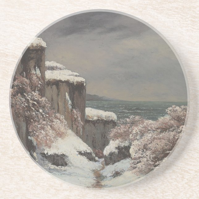 Porta-copos Falaises au Bord de la Mer sous la Neige - Courbet (Frente)