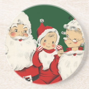Porta-copos Família de Papai Noel Retro Meados do Século – Kit