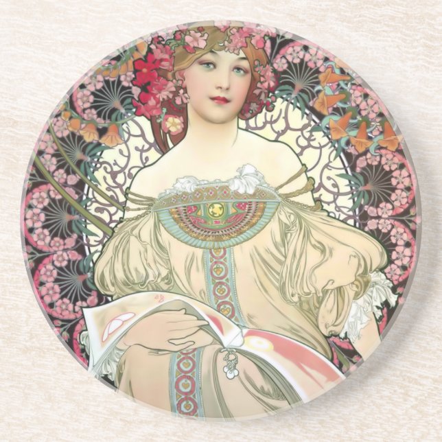 Porta-copos Fantasia 1897 de Alfons Mucha (Frente)