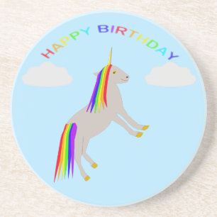 Porta-copos Fantasy Birthday Unicorn Rainbow and Clouds