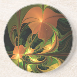 Porta-copos Fantasy Plant Abstrato Green Rust Brown Fractal