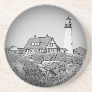 Porta-copos Farol principal preto e branco de Portland