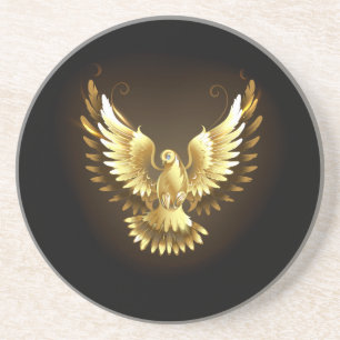 Porta-copos Faux Gold Foil Peace Dove em Preto