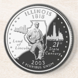 Porta-copos Faux Illinois State Quarter