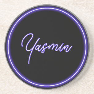 Porta-copos Favor de casamento estiloso com letra neon roxo e