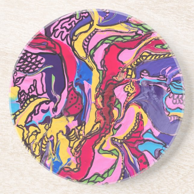 Porta-copos "Febre Selvagem" Portas copos de arenito Impressas (Frente)