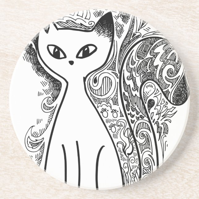 Porta-copos Felinos florais engraçados (Frente)