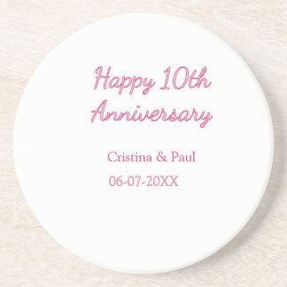 Porta-copos Feliz 10º aniversário simples nome de casamento mi
