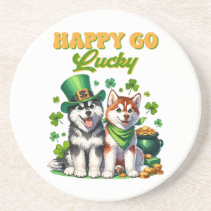 Porta-copos Feliz e Sortudo Husky Fofo Dia de São Patrício
