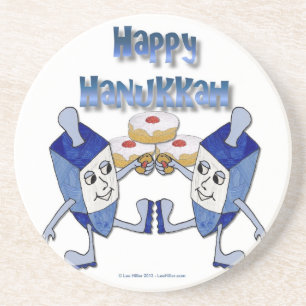 Porta-copos Feliz Hanukkah Dançando Dreidels Jelly Doughnut