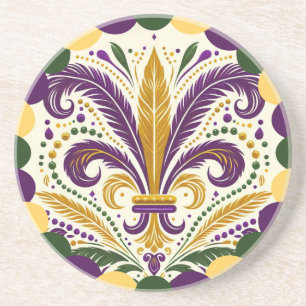 Porta-copos Feliz Mardi Gras fleur-de-lis