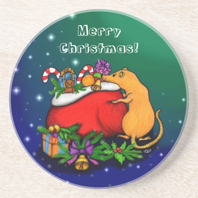 Porta-copos Feliz Natal com Rat Prince (Frente)
