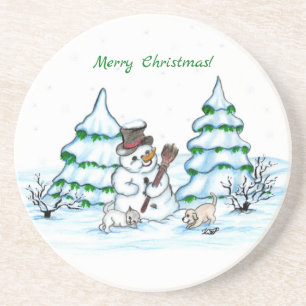 Porta-copos Feliz Natal! Neve com Cat e Puppy