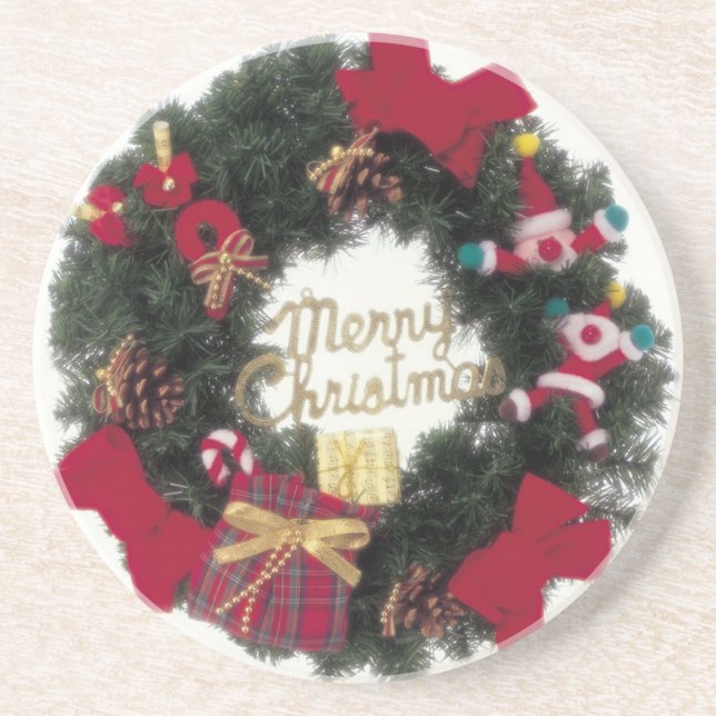 Porta copos festiva da grinalda do Feliz Natal do (Frente)