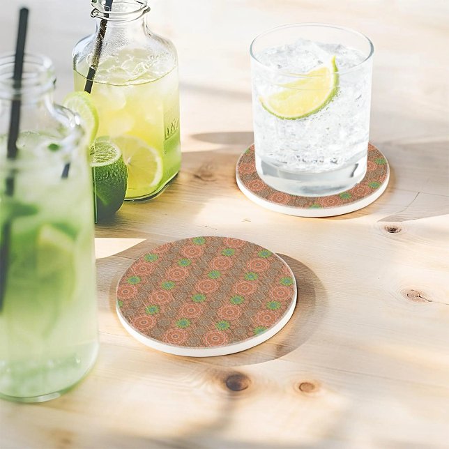 Porta-copos Fibras dispersas florais laranja texturizadas (Criador carregado)