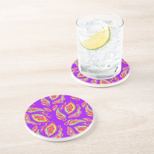 Porta-copos fichezazzle Neon Paisley (Lateral)