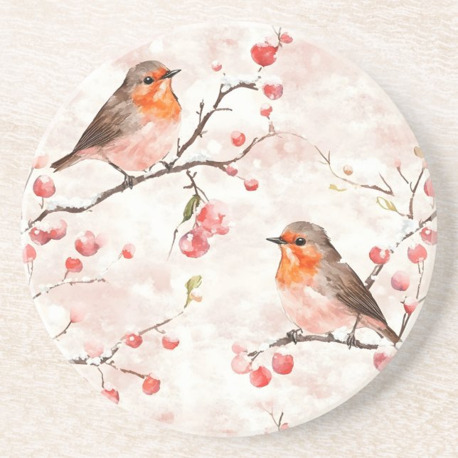 Porta-copos Finalidade de Aquarela em uma Árvore e Berries de  (Frente)