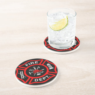 Porta-copos Fire Department logo Black And Red Badge Coaster