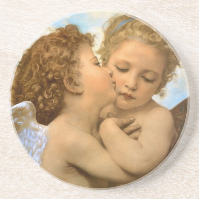 Porta-copos First Kiss (detalhe de anjo), de Bouguereau (Frente)