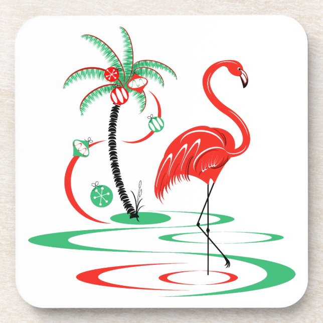 Porta copos Flamingo de Natal Vermelho (Frente)