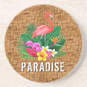 Porta-copos Flamingo Fllowers em Wicker Pattern