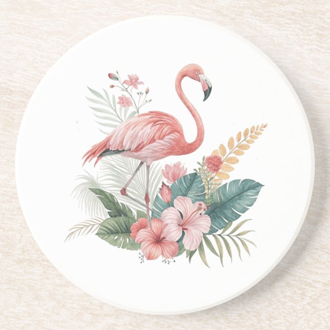 Porta-copos Flamingo With Flowers (Frente)