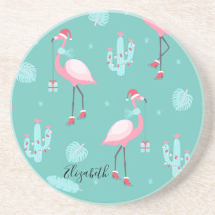 Porta-copos Flamingos Chapéu de Papai Noel Presentes Flocos de