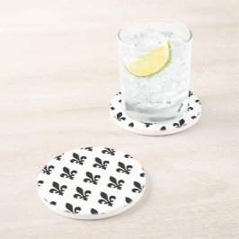 Porta-copos Fleur de Lis Pattern, Royal French, preto em branc