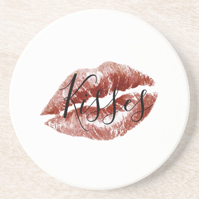 Porta-copos Flirty Red Lips Kisses (Frente)