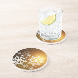 Porta-copos Flocos de neve com brilho Dourado