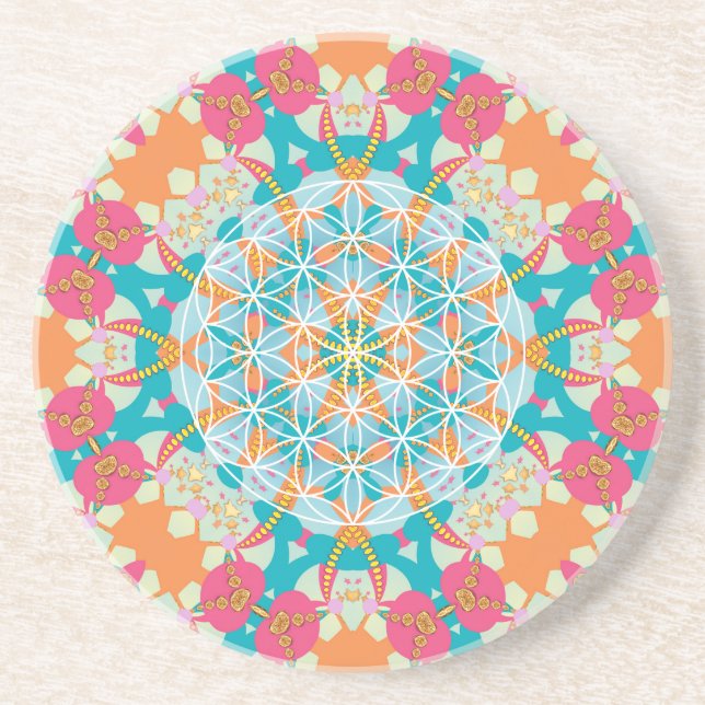Porta-copos Flor da vida Mandala Bright (Frente)
