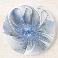 Flor de Arte Fracionada com Cinza Azul abstrato