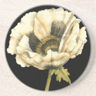 Porta-copos Flor de Creme Poppy no Fundo Preto