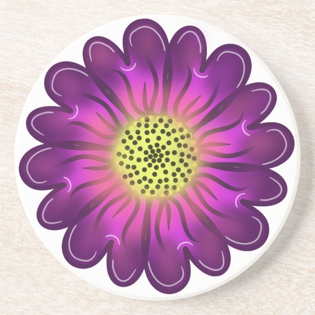 Porta-copos Flor de Dália Roxa e Rosa Neon Personalizada (Frente)
