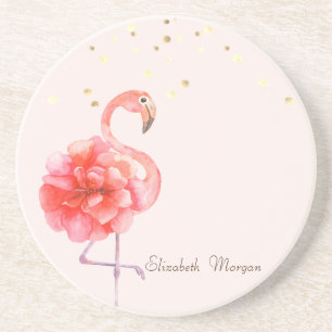 Porta-copos Flor de Flamingo Rosa, Confete Dourado