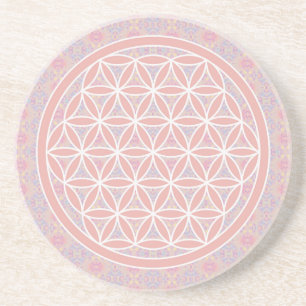 Porta-copos Flor de Vida em Rosa Real Geometria Sagrada
