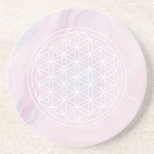Porta-copos Flor de Vida Rosa Geometria Sagrada Coração