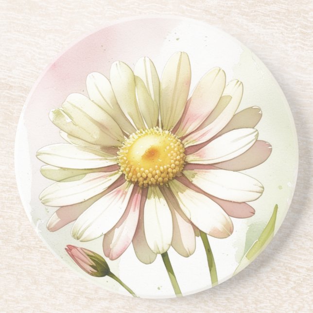 Porta-copos Flor Moderna Profissional de Aquarela Daisy (Frente)
