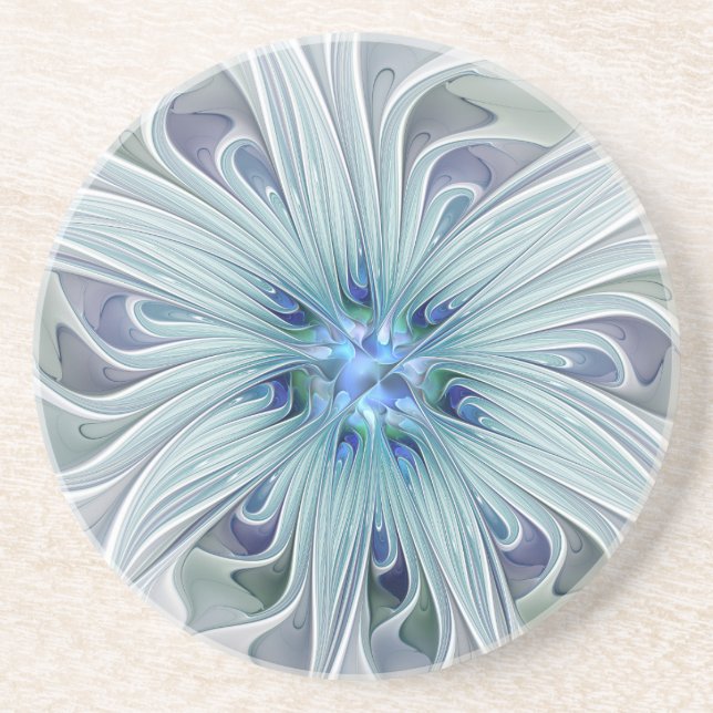 Porta-copos Floral Beauty Abstrato Modern Blue Pastel Flower (Frente)