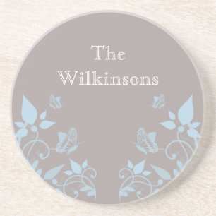 Porta copos floral da borboleta azul